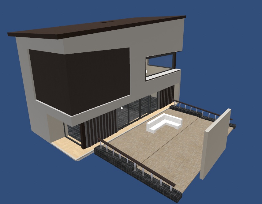 【VRChat向け】広いテラスのある建物