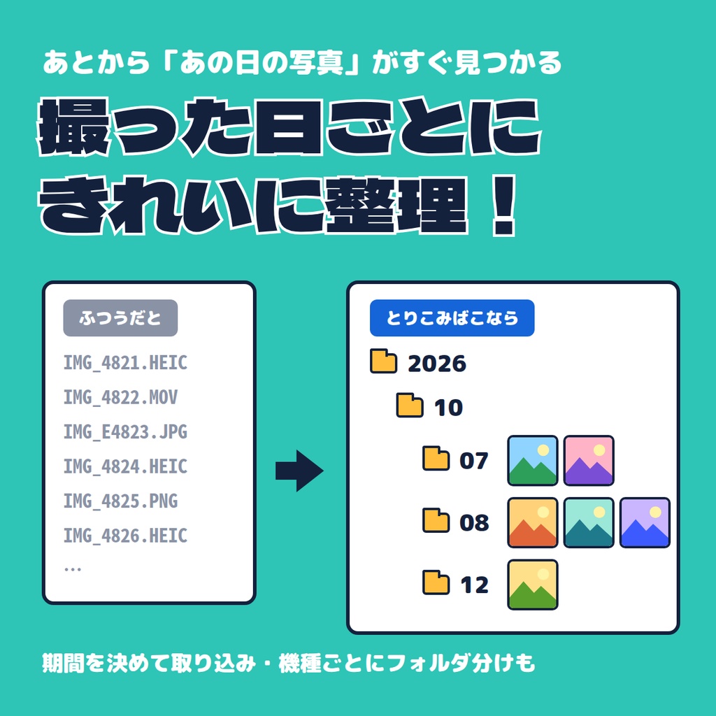 【発売記念500円】とりこみばこ ― 写真も、録音も、ファイルも。iPhone のデータ取り込みはこれ一本