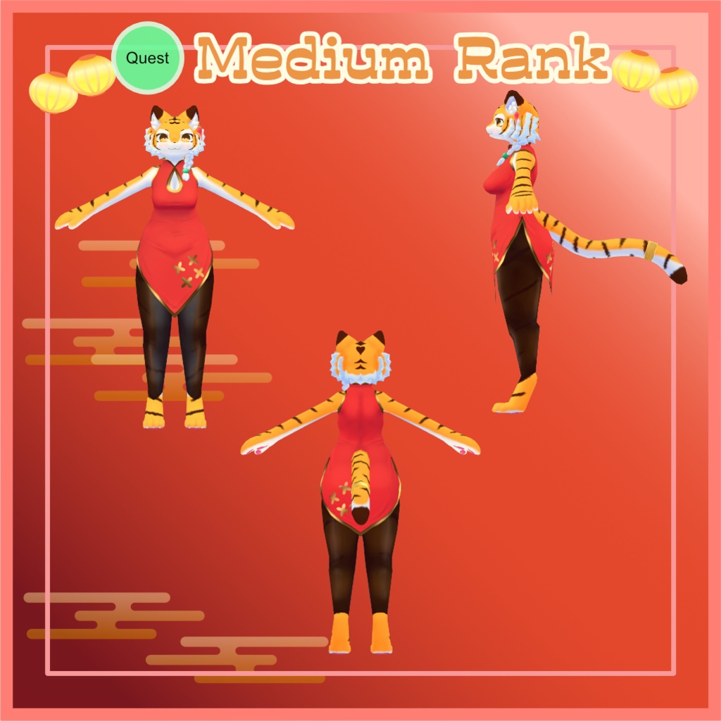 【Quest対応】VRChat対応3Dモデル 喜寅トラコ