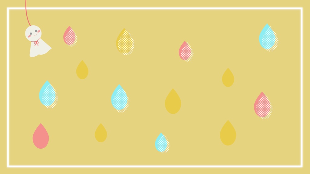 【フリー素材】てるてるくんと雨の背景