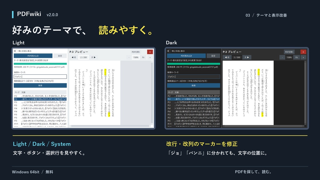 【執筆・創作支援】PDFの「どこだっけ?」をすぐ見つける「PDFwiki」v2.0.0【Windows・無料】