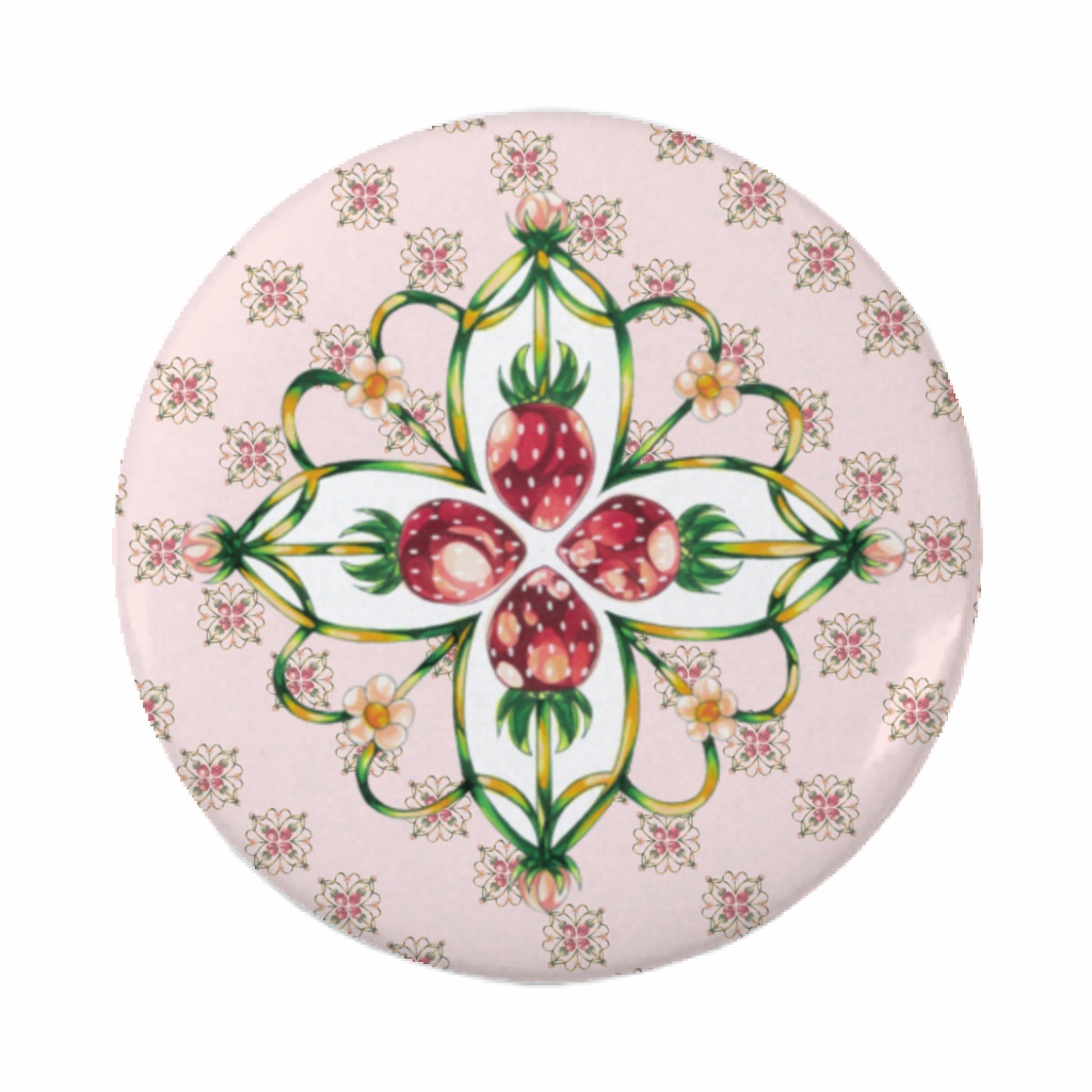 イチゴ紋様缶バッジ