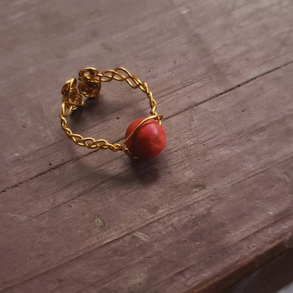 赤珊瑚のワイヤーリング