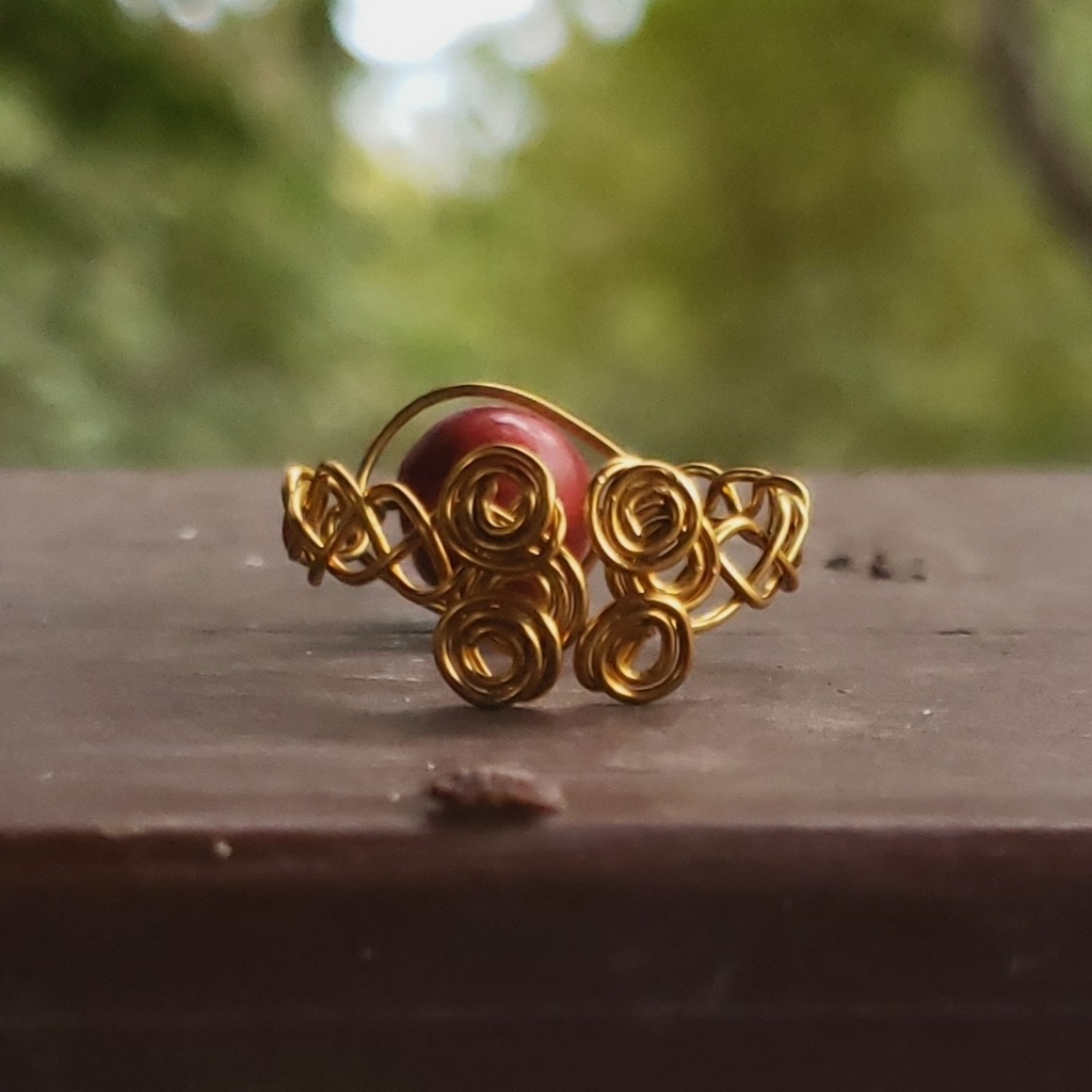 赤珊瑚のワイヤーリング