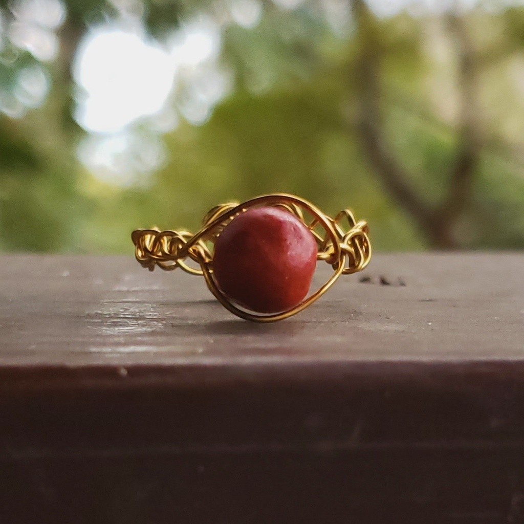 赤珊瑚のワイヤーリング