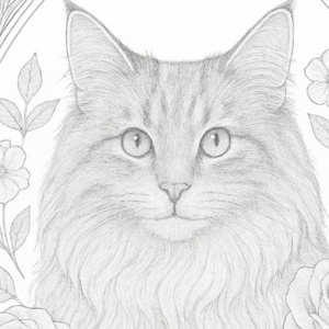 【塗り絵図案】ノルウェイジャン・フォレスト・キャット(A)