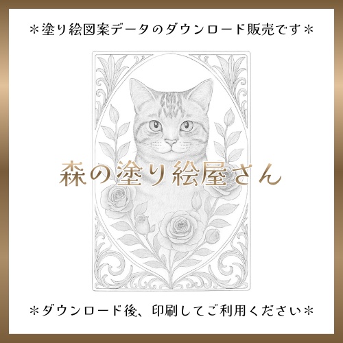 【塗り絵図案】アメリカンショートヘア(A)