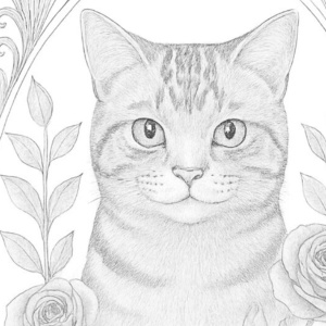 【塗り絵図案】アメリカンショートヘア(A)