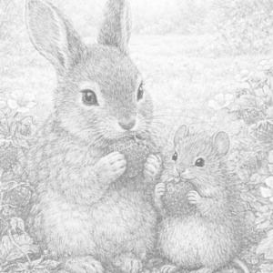 【塗り絵図案】仲良くおやつ