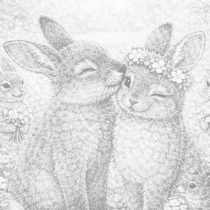 【塗り絵図案】うさぎの結婚式