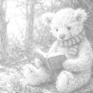 【塗り絵図案】くまさんの読書