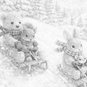 【塗り絵図案】ソリ遊び