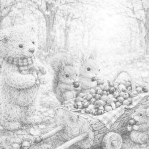 【塗り絵図案】みんなで収穫