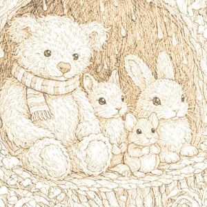 【塗り絵図案】雨宿り