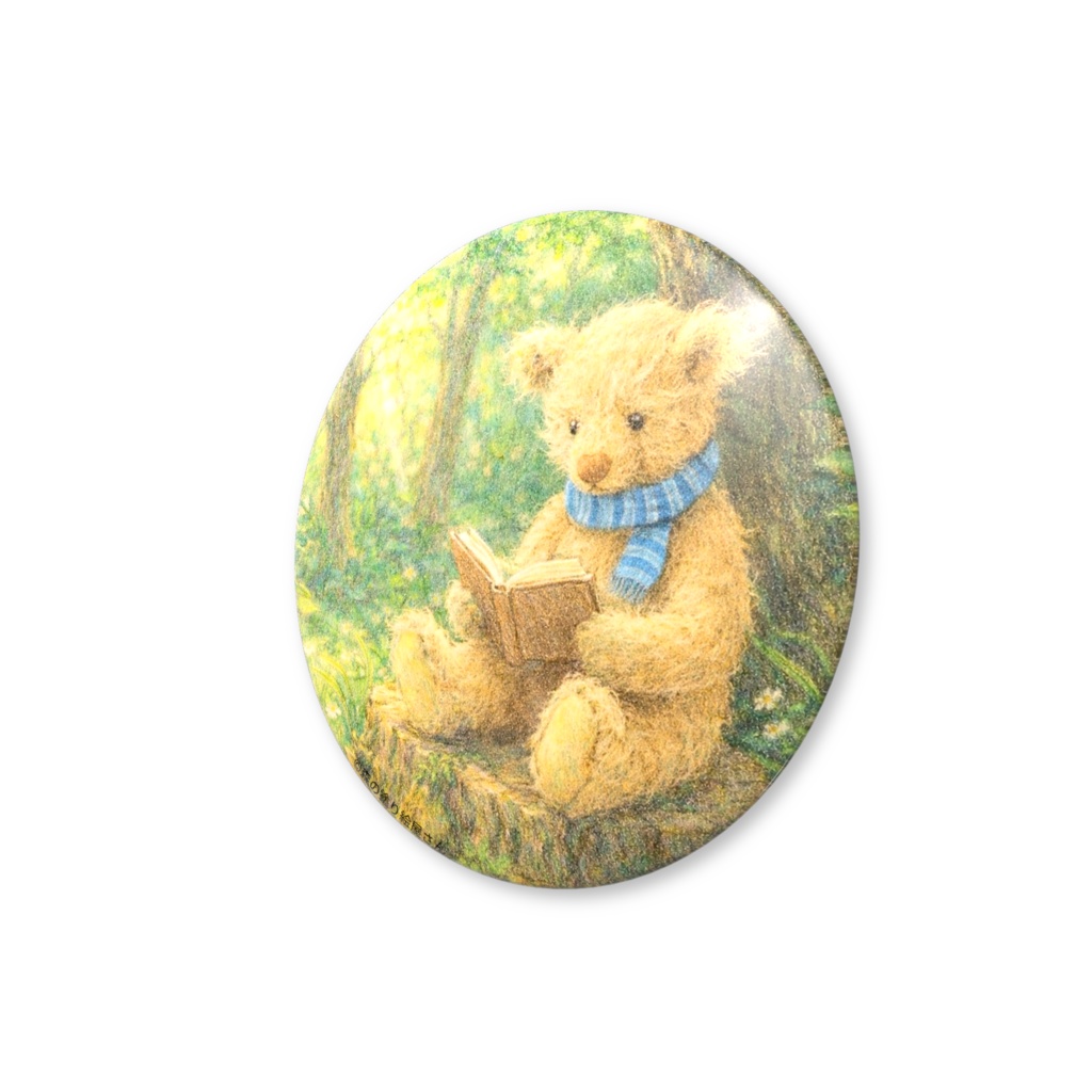 缶バッジ - 44mm「くまさんの読書」