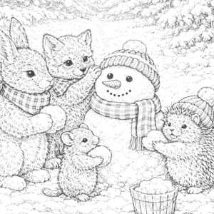 【無料塗り絵図案】雪だるま