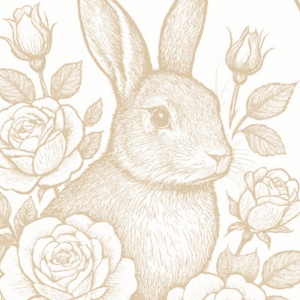 【塗り絵図案】うさぎと花