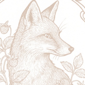 【塗り絵図案】キツネと花