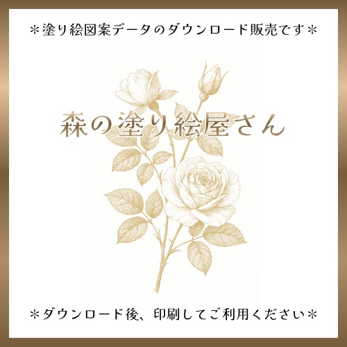 【塗り絵図案】薔薇(A)