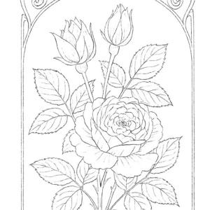 【無料塗り絵図案】薔薇とフレーム