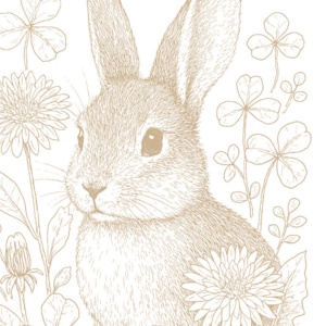 【塗り絵図案】うさぎと野の花