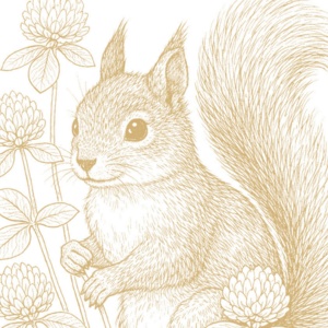 【塗り絵図案】リスとシロツメクサ