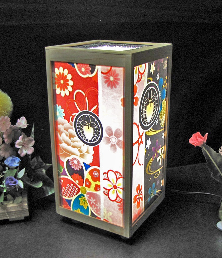 夢灯り 家紋の宿り木/丸に下り藤 LED・桧枠造り・厚上質紙張貼・軽量/01-71