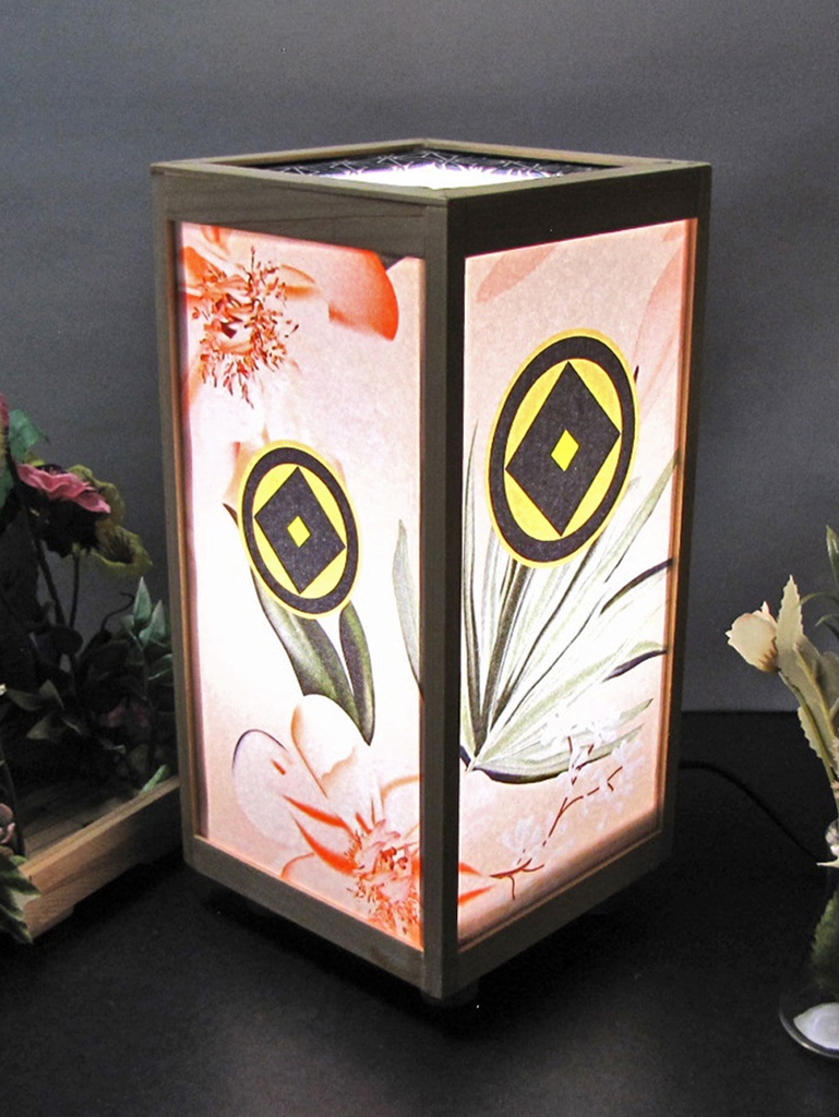 夢明り 家紋/丸に釘抜き LED・桧枠造り・厚上質紙張貼・軽量/02-46