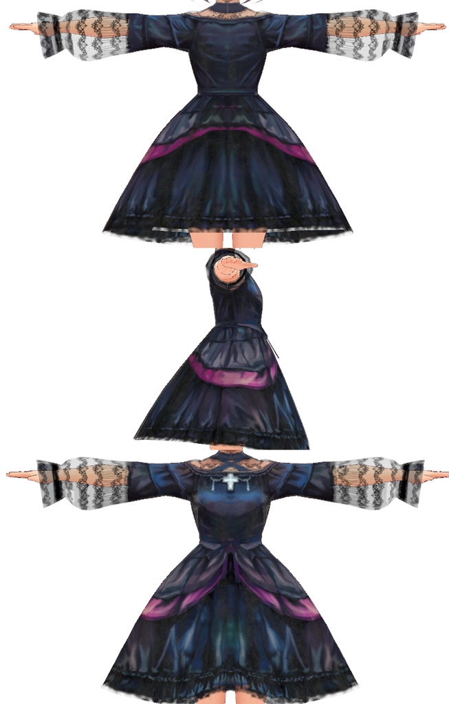 【VRoid用テクスチャ】黒ロリィタワンピース【VRchat可】