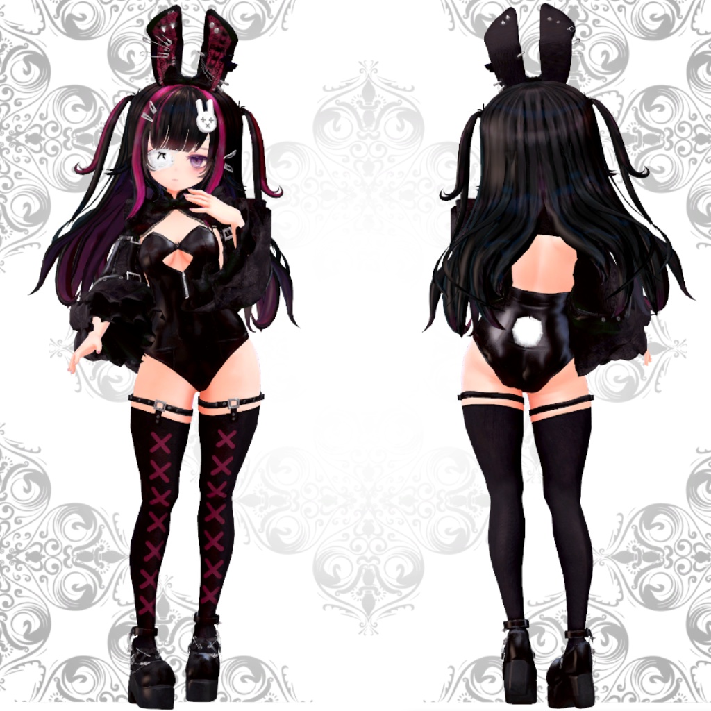VRCHAT向けオリジナル3Dモデル"黒兎さより"quest対応版アリ