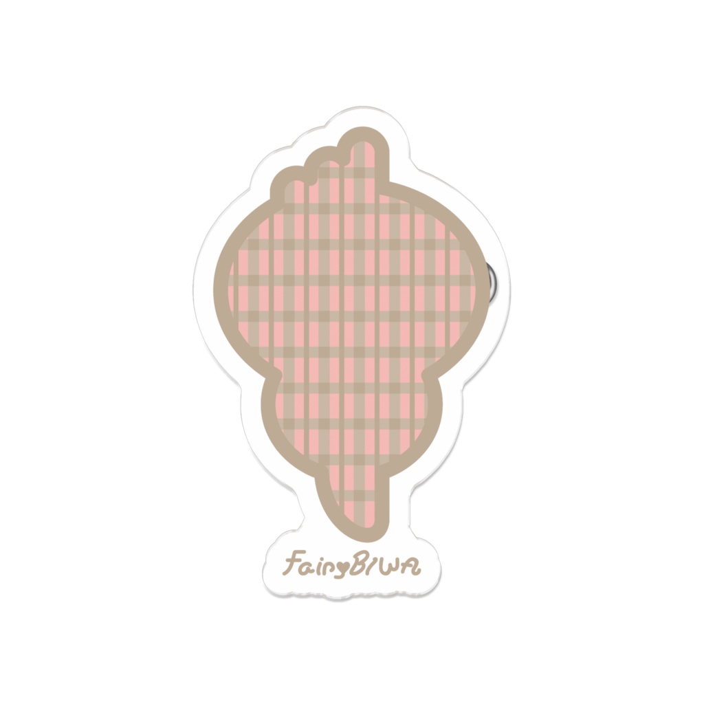 「琵琶湖の妖精 Fairy♥BIWA」チェック柄ダイカットアクリルバッジ