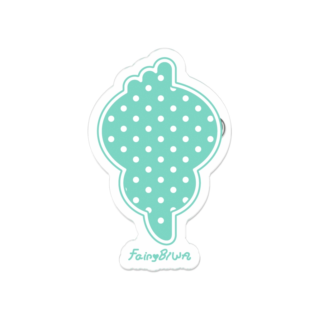 「琵琶湖の妖精 Fairy♥BIWA」水玉柄ダイカットアクリルバッジ