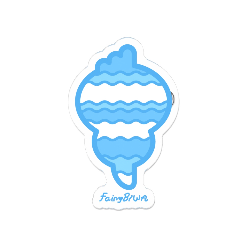 「琵琶湖の妖精 Fairy♥BIWA」湖波柄ダイカットアクリルバッジ