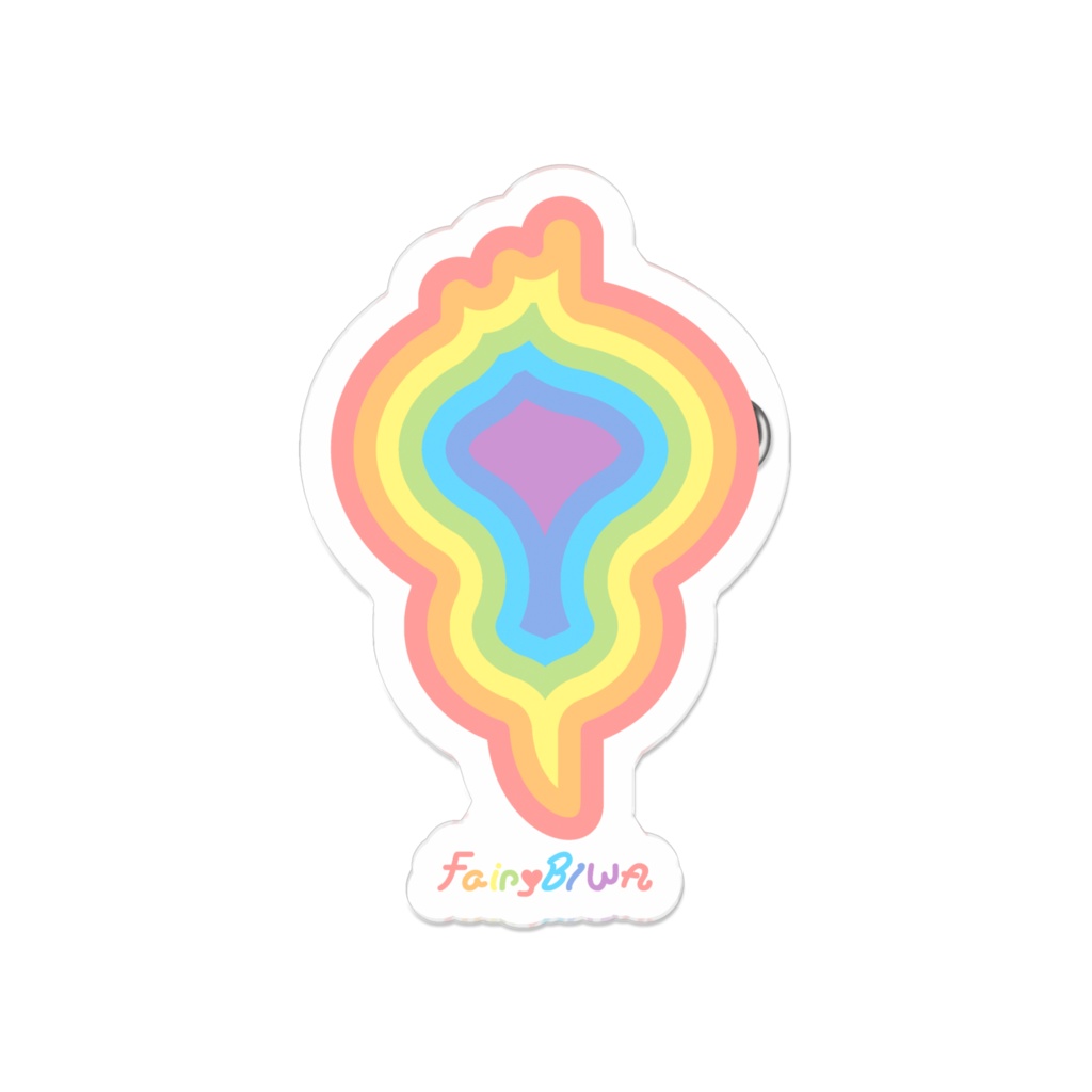 「琵琶湖の妖精 Fairy♥BIWA」にじいろ柄ダイカットアクリルバッジ