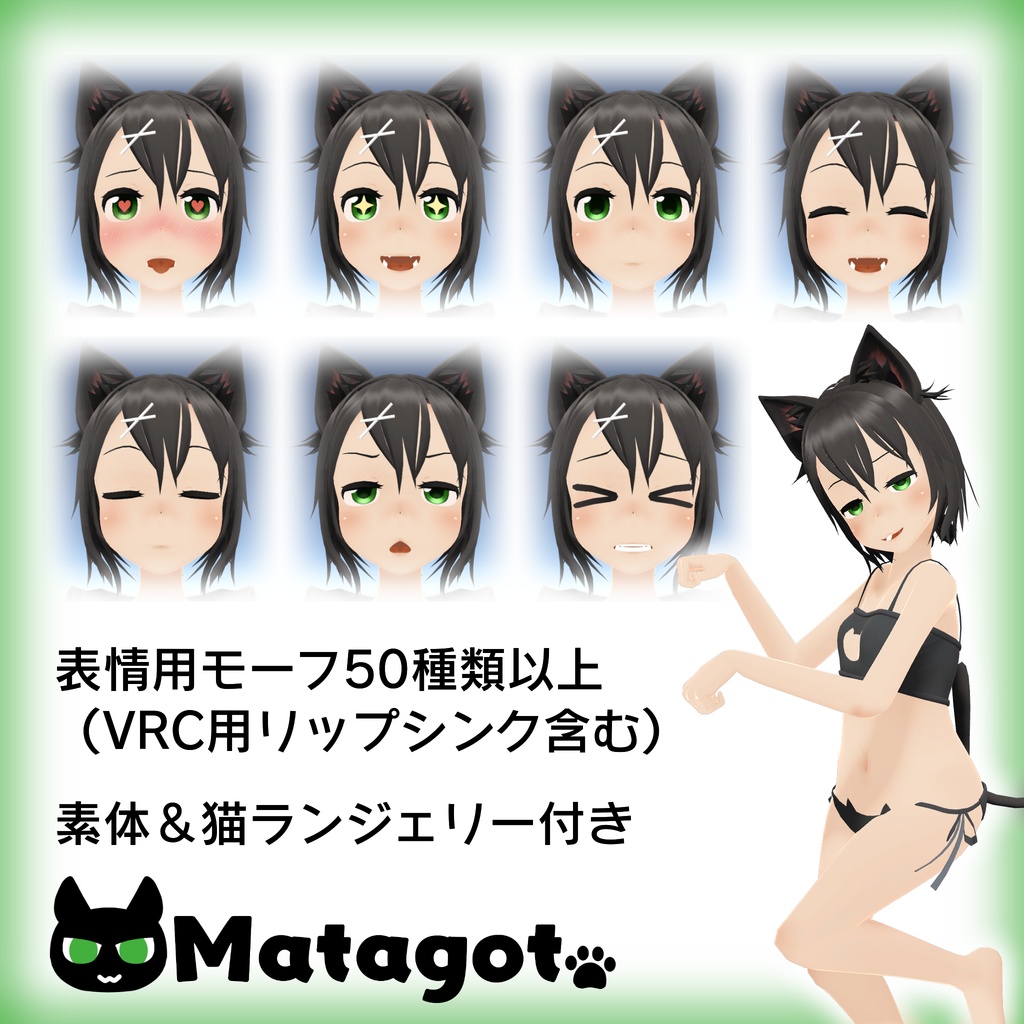 【 VRC想定 】ヒューマノイド3Dモデル『 Matagot 』