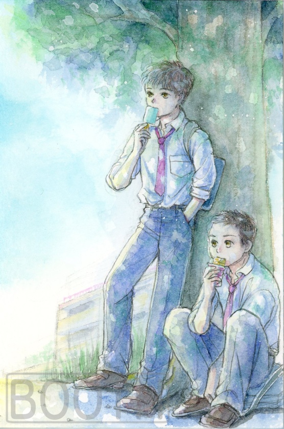 透明水彩ドローイング「道草」