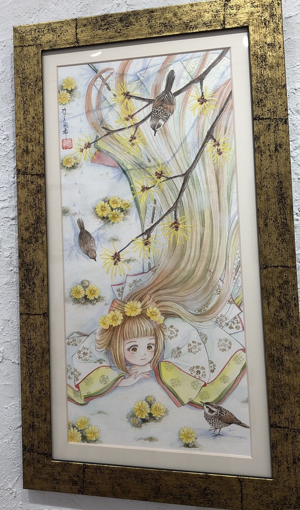 新作額装:春待花鳥天女見習