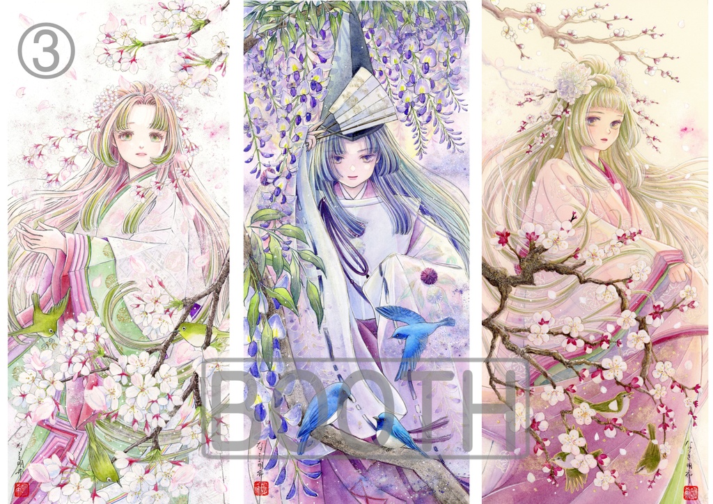 安心BOOTHパック:個展用セット2025ロングカードセット「春・秋・冬」