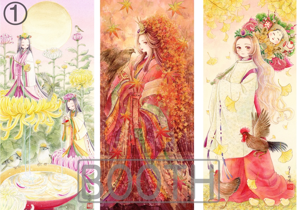 安心BOOTHパック：個展用セット2025ロングカードセット「春・秋・冬」