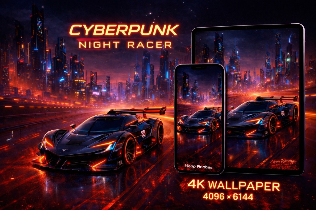 Cyberpunk Night Racer – スマホ壁紙（iPhone / iPad対応）