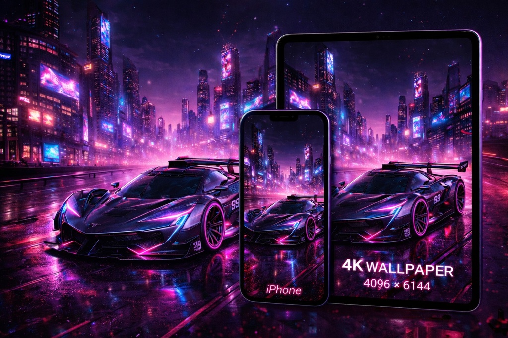 Cyberpunk Neon Racer – Wallpaper (4096×6144)