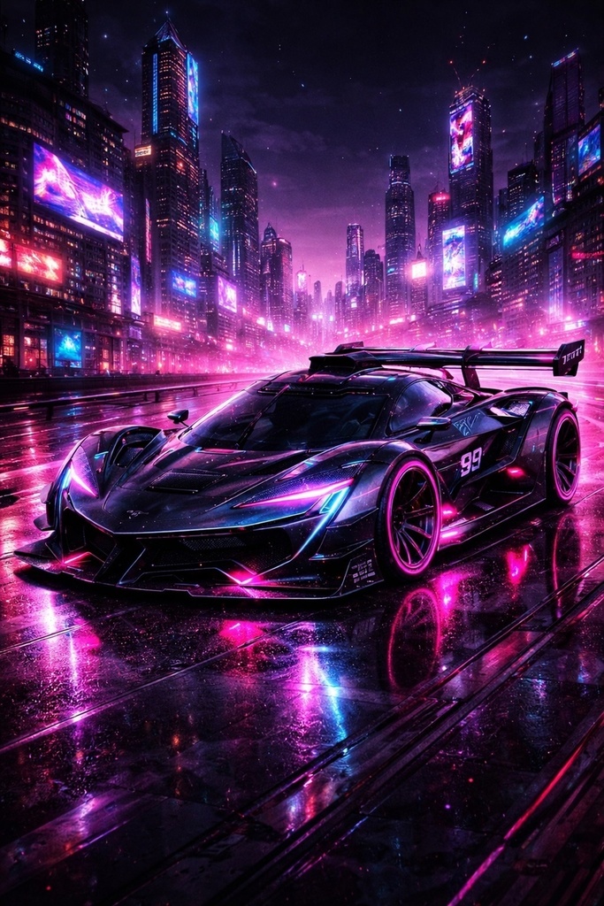 Cyberpunk Neon Racer – Wallpaper (4096×6144)