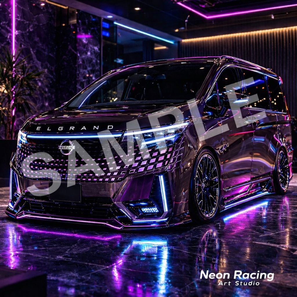 NEON エルグランド – Futuristic Luxury Car Wallpaper (iPhone & iPad対応)