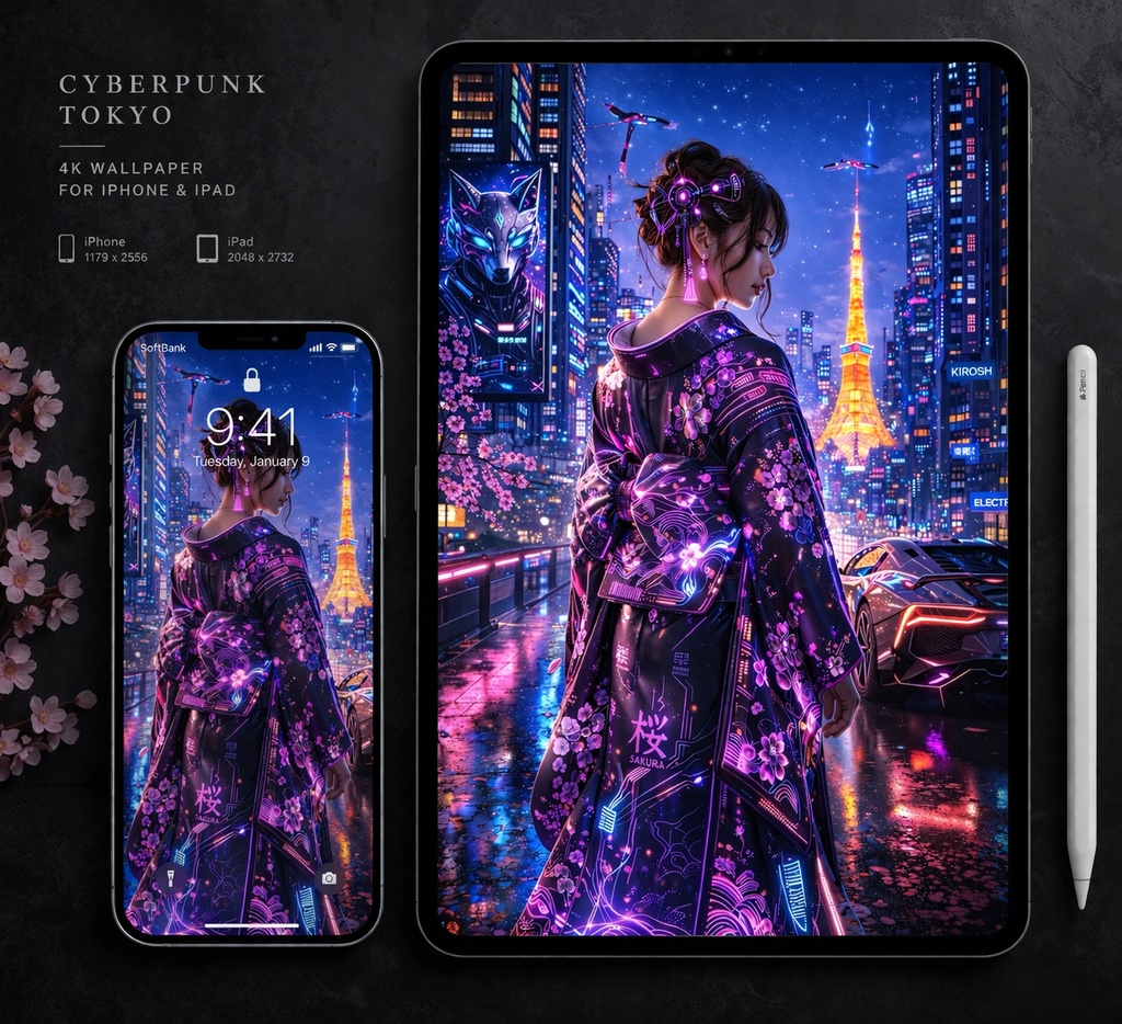 Cyberpunk Sakura Tokyo – 4K Wallpaper