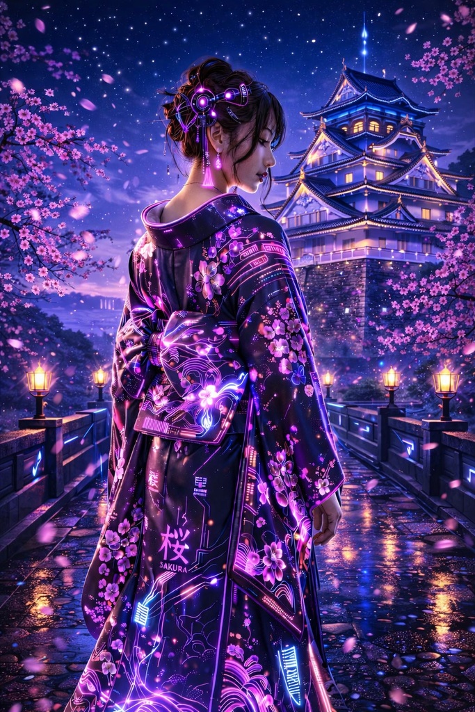 Cyberpunk Sakura Night – 4K Wallpaper