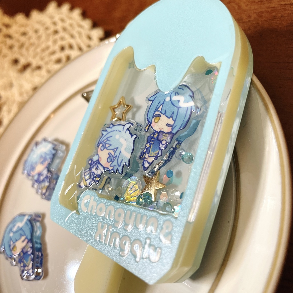 重雲&行秋のアイス型シャカシャカアクリルキーホルダー