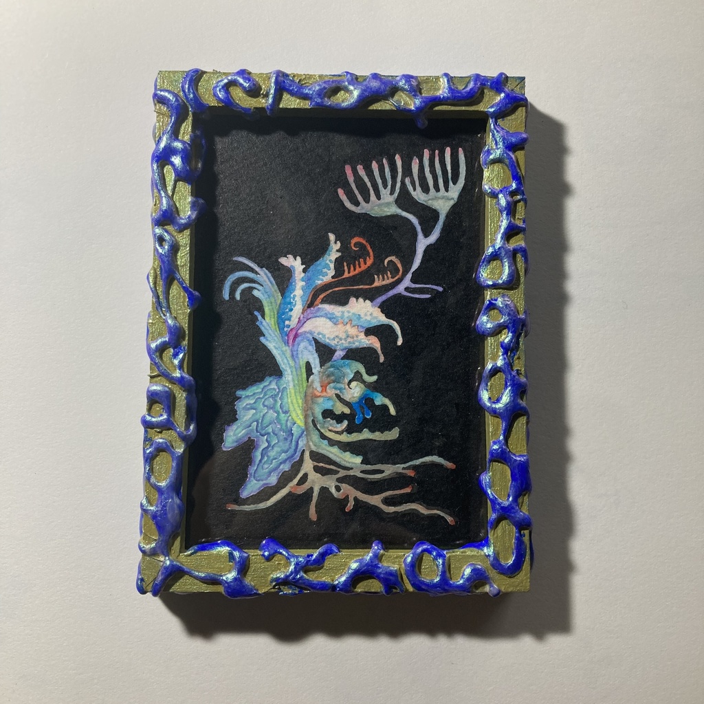 絵画　「小さな幻想植物」