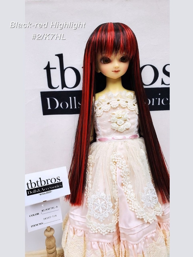 ウイッグ / 7-8インチ / ロングストレート *長さ 28cm  (7-8/28337) (Black-red Highlight #2/K1HL)