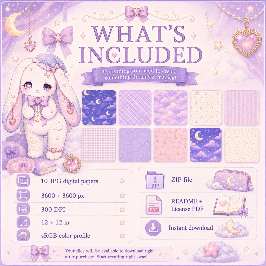 YUMEUSA WORLD|Dreamy Moon デジタルペーパー 10柄セット