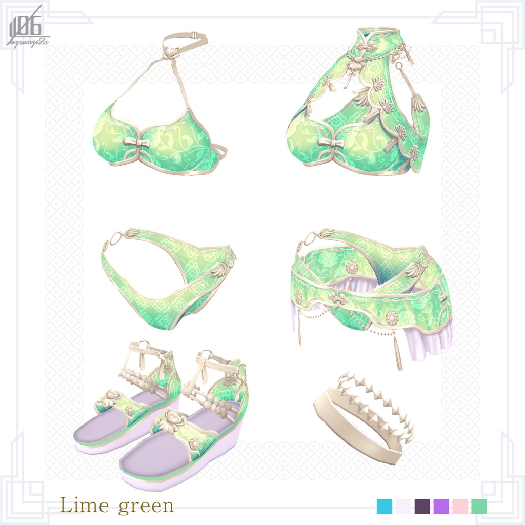 新色4色追加☆★L6チャイナ水着2022★☆8/4全面リニューアル!ボディスーツ使用【VroidStudio正式版用衣装テクスチャ】